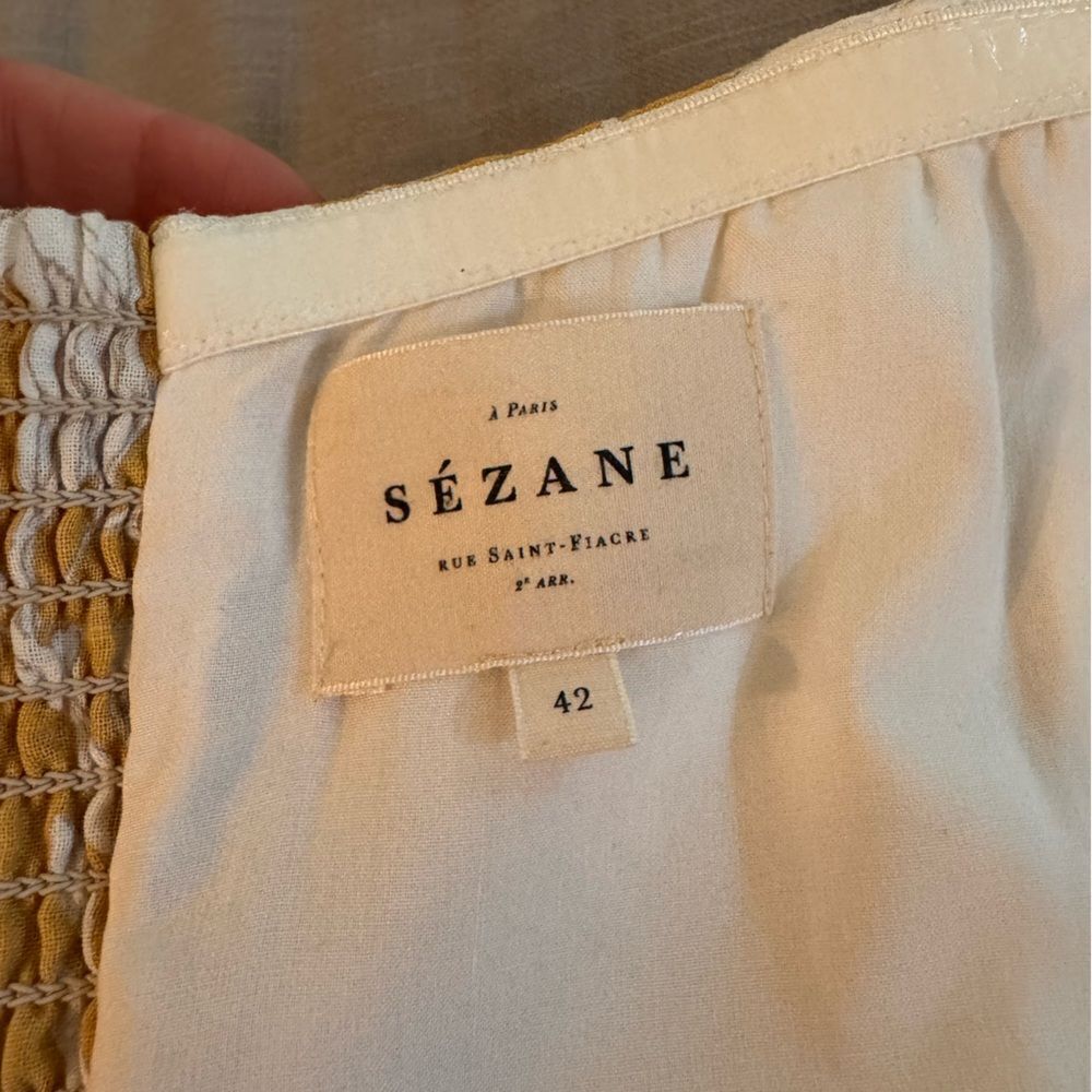 Sezane Beatriz Linen midi Dress in Yellow Floral 42 - Picture 7 of 7